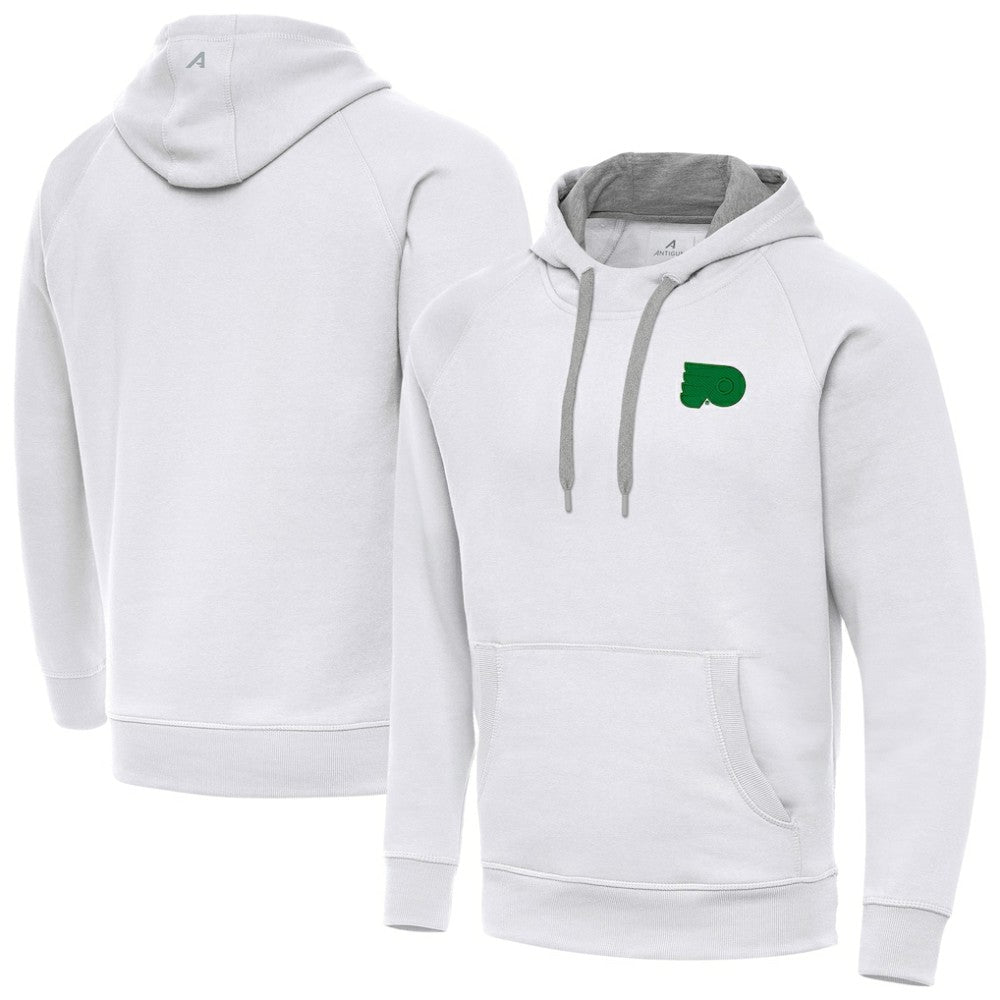 NHL White Philadelphia Flyers Antigua St. Patrick's Day Victory Pullover Hoodie