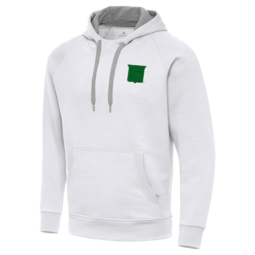 NHL White New York Rangers Antigua St. Patrick's Day Victory Pullover Hoodie
