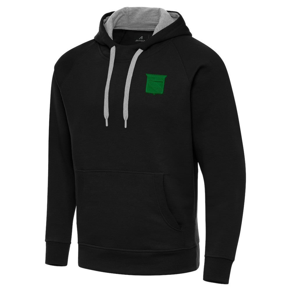 NHL Black New York Rangers Antigua St. Patrick's Day Victory Pullover Hoodie