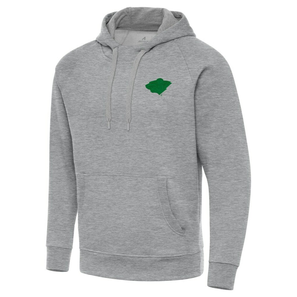NHL Heather Gray Minnesota Wild Antigua St. Patrick's Day Victory Pullover Hoodie