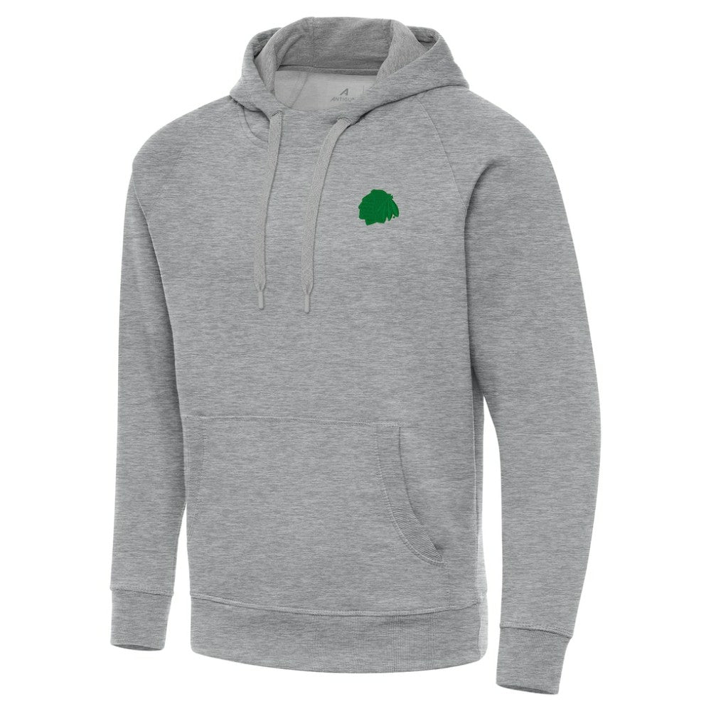 NHL Heather Gray Chicago Blackhawks Antigua St. Patrick's Day Victory Pullover Hoodie