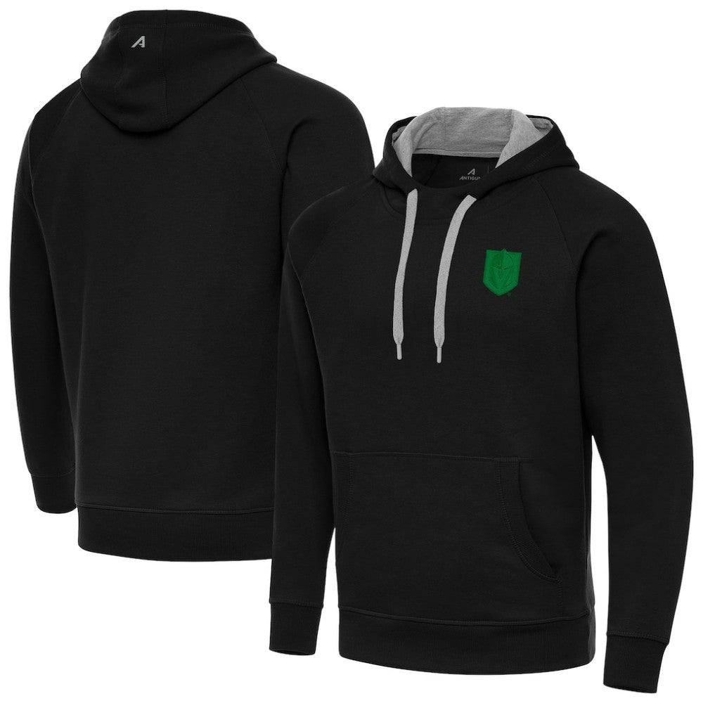 NHL Black Vegas Golden Knights Antigua St. Patrick's Day Victory Pullover Hoodie
