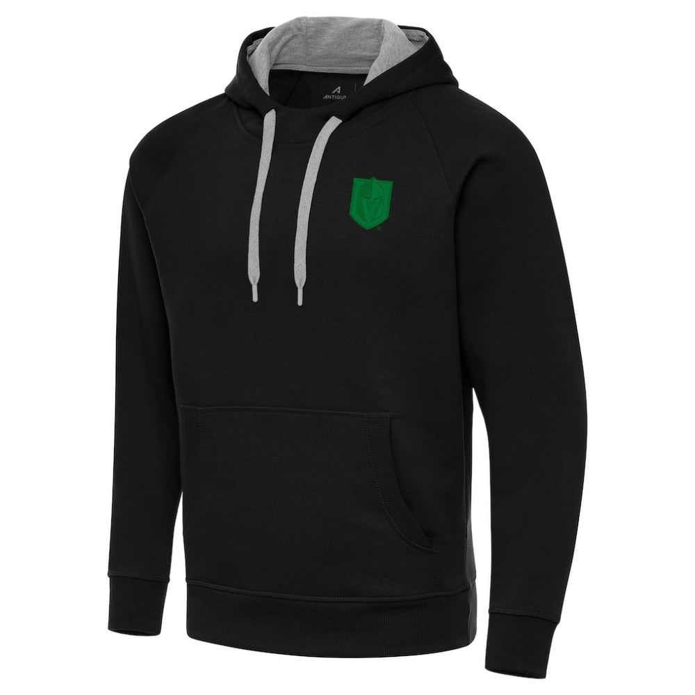 NHL Black Vegas Golden Knights Antigua St. Patrick's Day Victory Pullover Hoodie