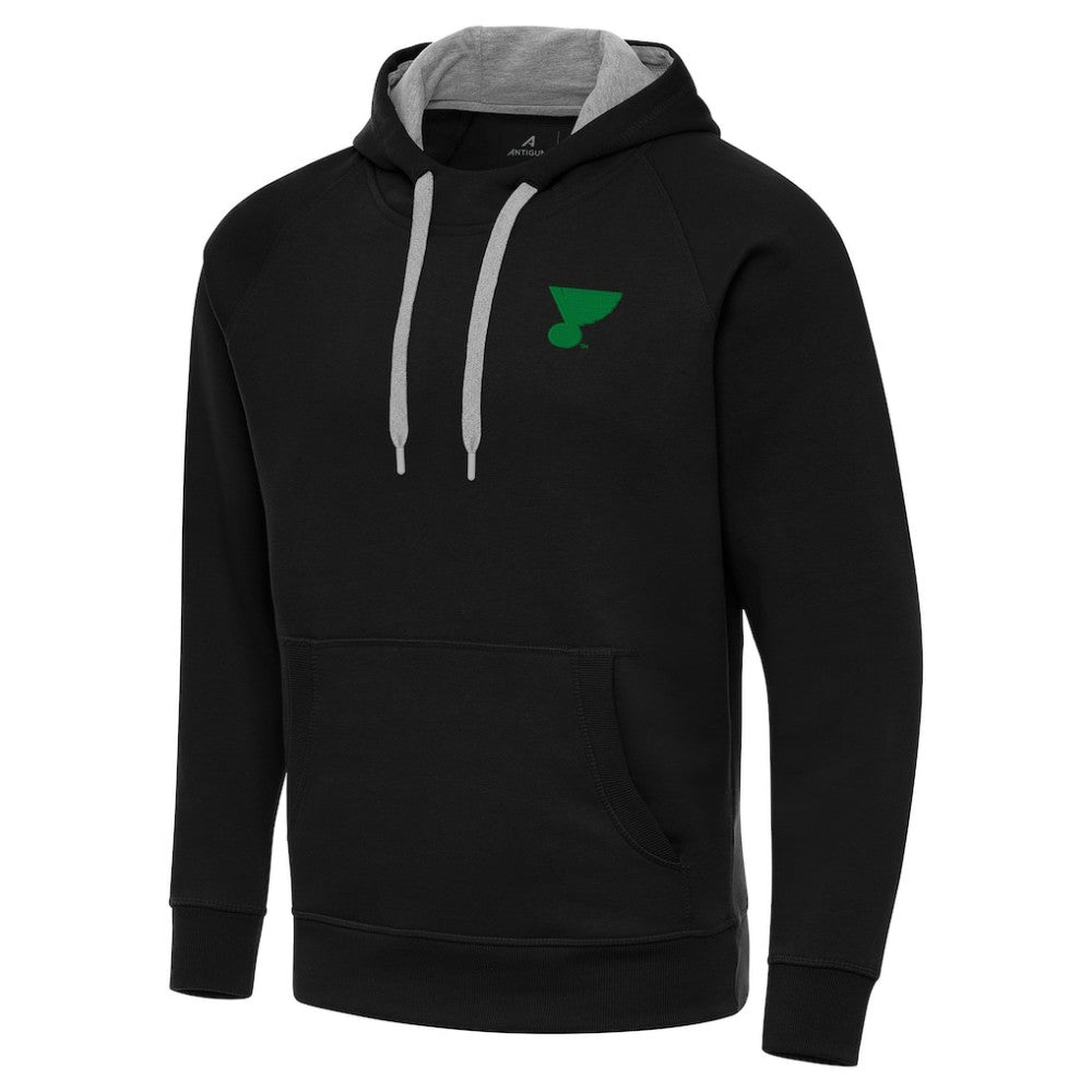 NHL Black St. Louis Blues Antigua St. Patrick's Day Victory Pullover Hoodie