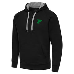 NHL Black St. Louis Blues Antigua St. Patrick's Day Victory Pullover Hoodie