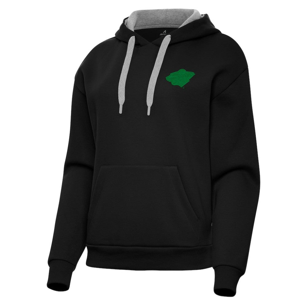 NHL Black Minnesota Wild Antigua Women's St. Patrick's Day Victory Pullover Hoodie