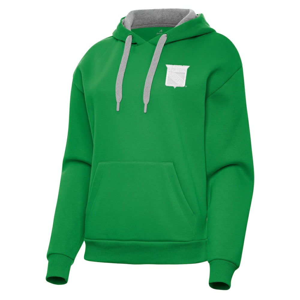 NHL Kelly Green New York Rangers Antigua Women's St. Patrick's Day Victory Pullover Hoodie