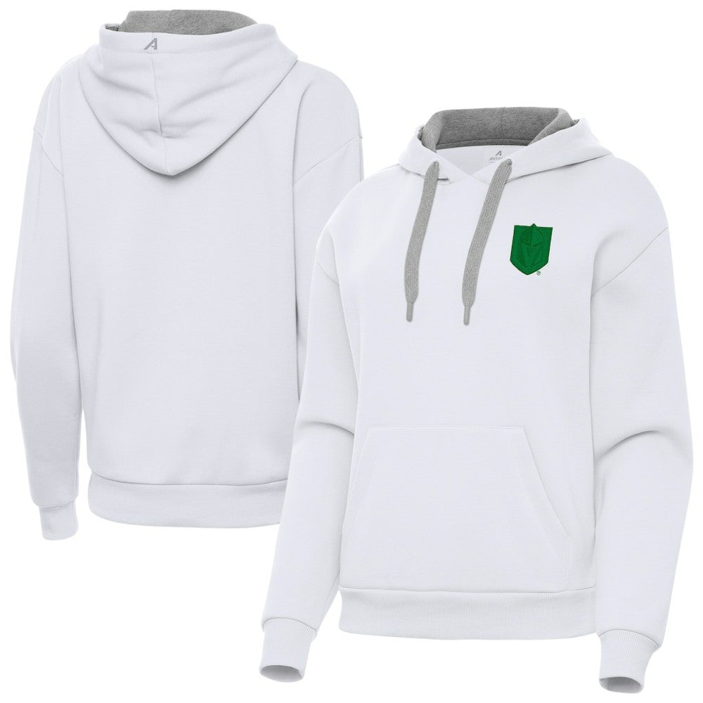 NHL White Vegas Golden Knights Antigua Women's St. Patrick's Day Victory Pullover Hoodie