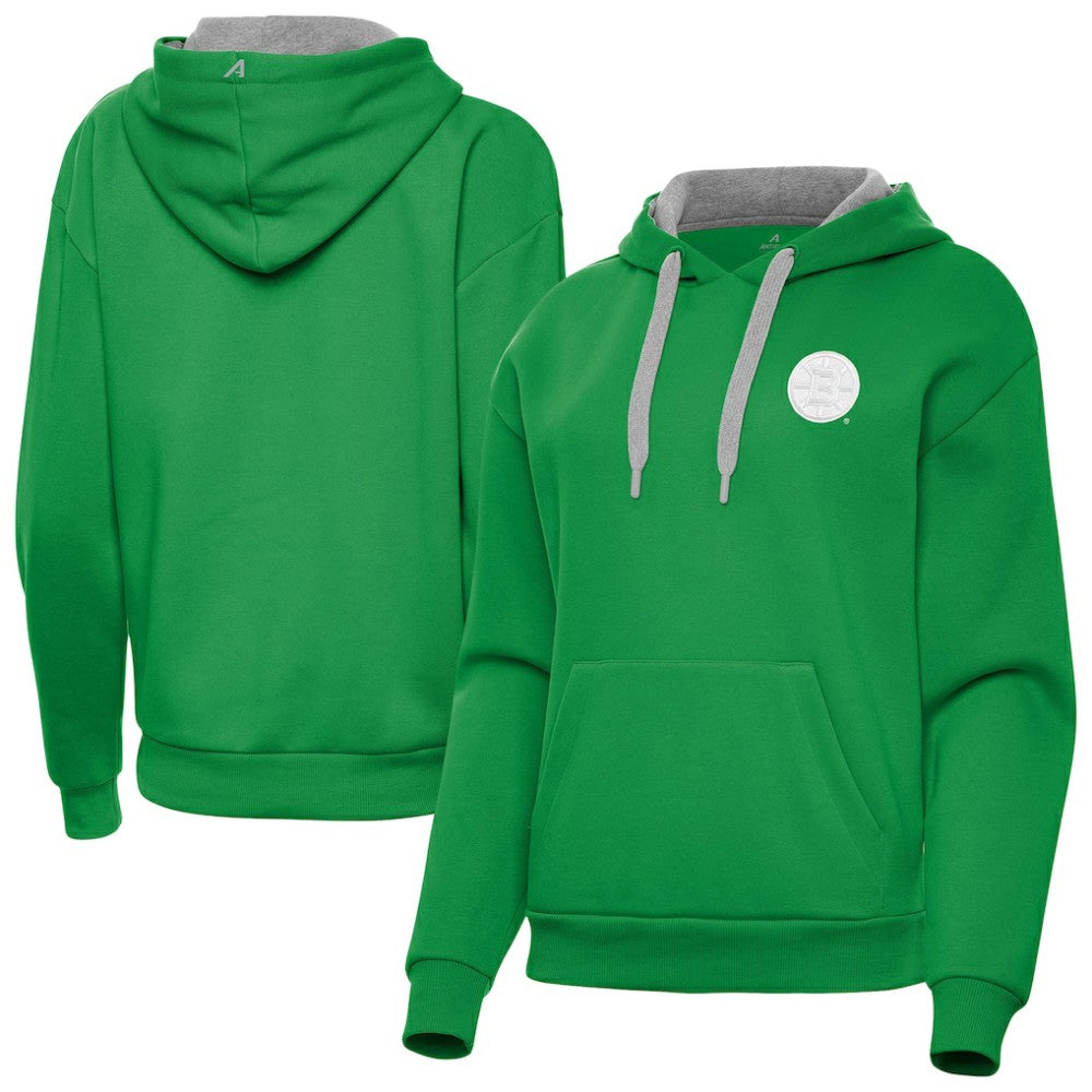 NHL Kelly Green Boston Bruins Antigua Women's St. Patrick's Day Victory Pullover Hoodie