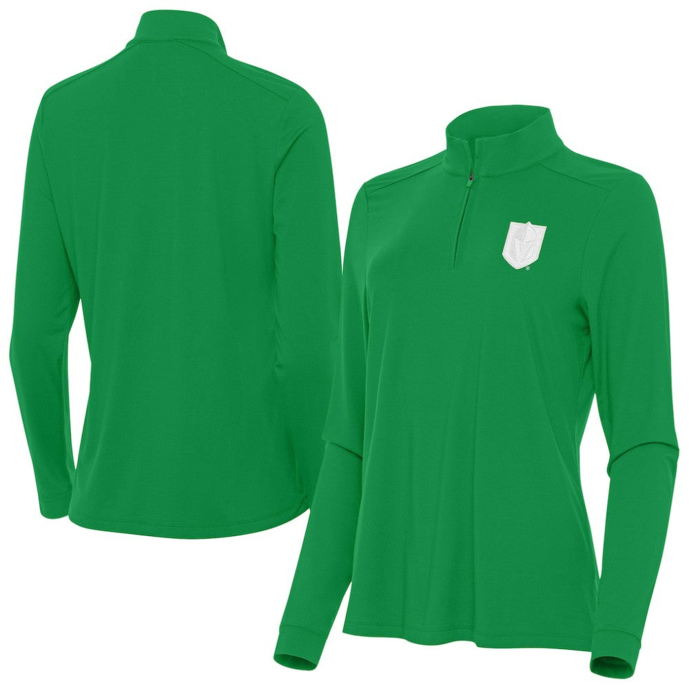 NHL Kelly Green Vegas Golden Knights Antigua Women's St. Patrick's Day Intent Quarter-Zip Performance Pullover