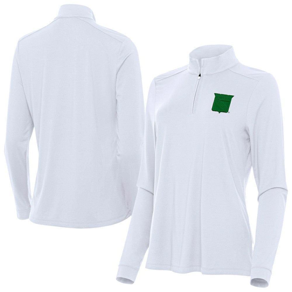 NHL White New York Rangers Antigua Women's St. Patrick's Day Intent Quarter-Zip Performance Pullover