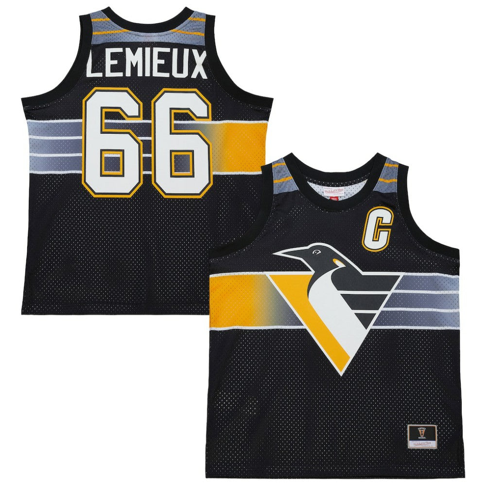 NHL Black Mario Lemieux Pittsburgh Penguins Mitchell & Ness Unisex Maxxed Out Fashion Basketball Jersey