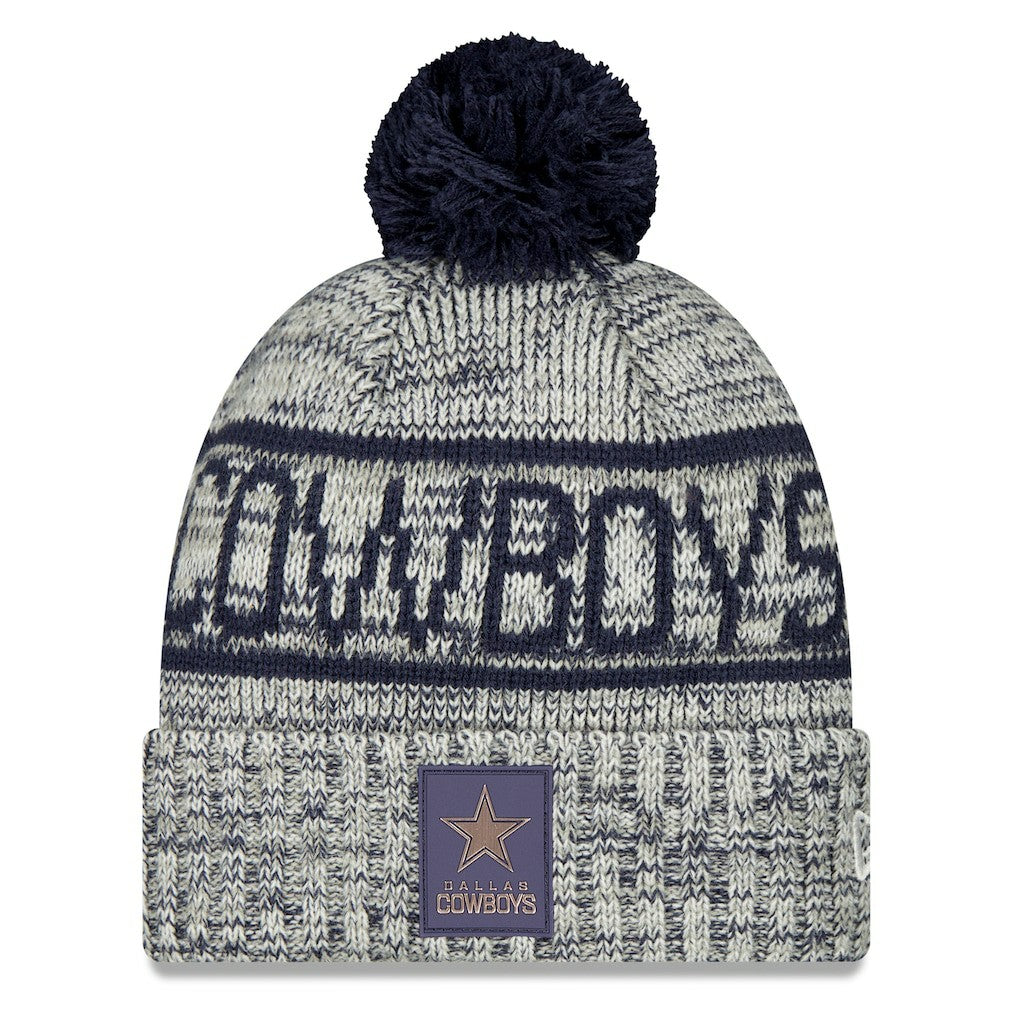 2025 Sideline Cold Weather Cuffed Knit Hat with Pom - Dallas Cowboys