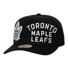NHL Black Toronto Maple Leafs Mitchell & Ness Busted Logo Wordmark Wrap-Around Pro Pinch Adjustable Hat