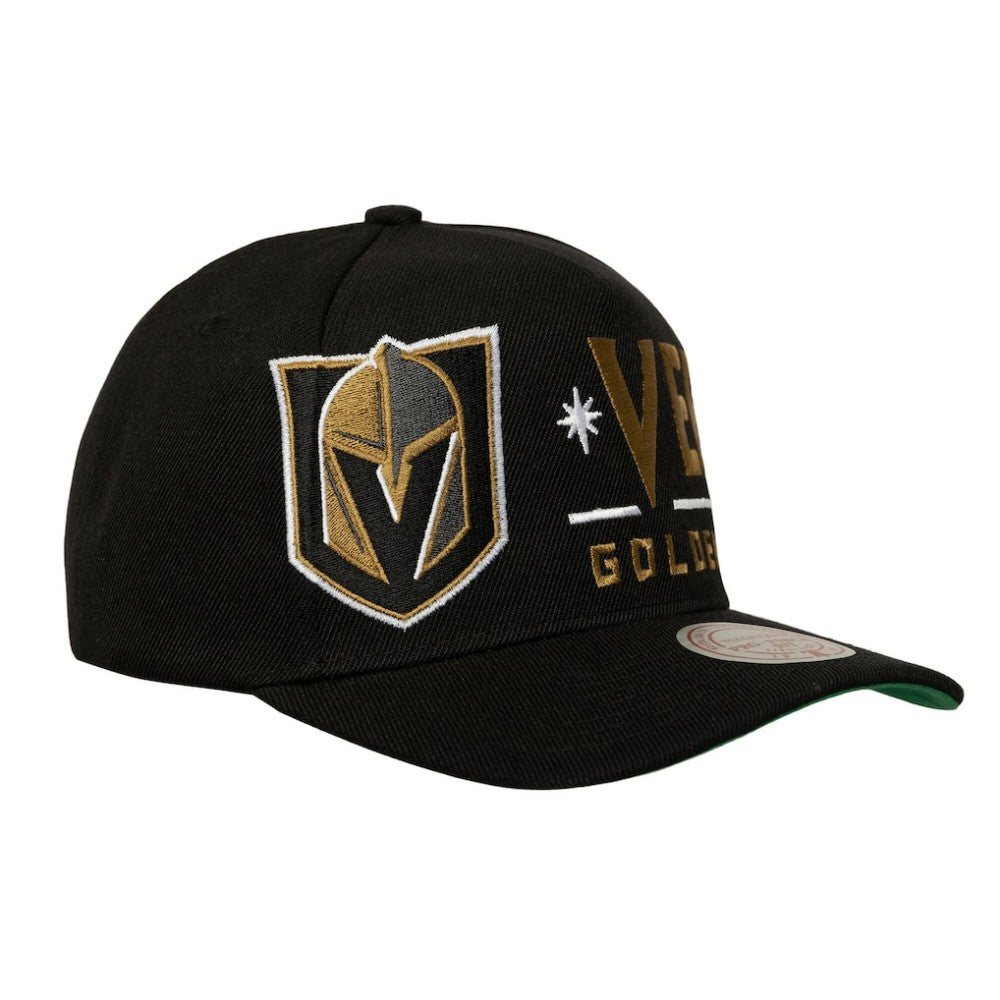 NHL Black Vegas Golden Knights Mitchell & Ness Busted Logo Wordmark Wrap-Around Pro Pinch Adjustable Hat
