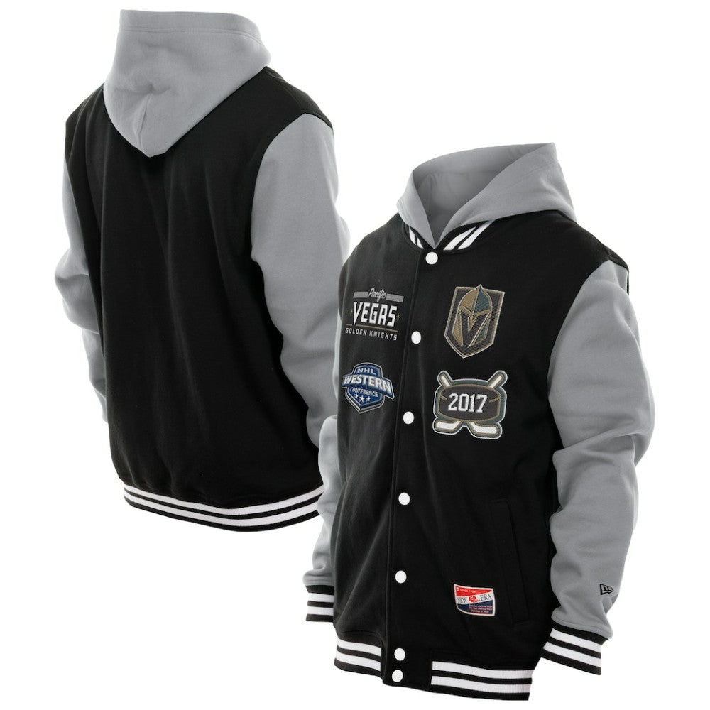 NHL Black/Grey Vegas Golden Knights New Era Full-Snap Fleece Hoodie Jacket