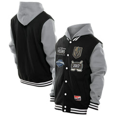 NHL Black/Grey Vegas Golden Knights New Era Full-Snap Fleece Hoodie Jacket