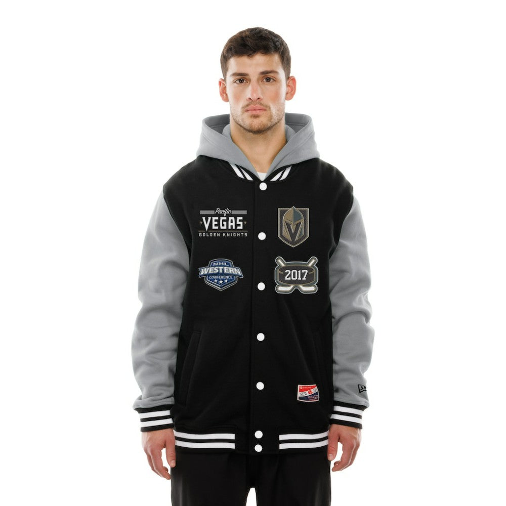 NHL Black/Grey Vegas Golden Knights New Era Full-Snap Fleece Hoodie Jacket
