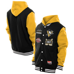 NHL Black/Gold Pittsburgh Penguins New Era Full-Snap Fleece Hoodie Jacket