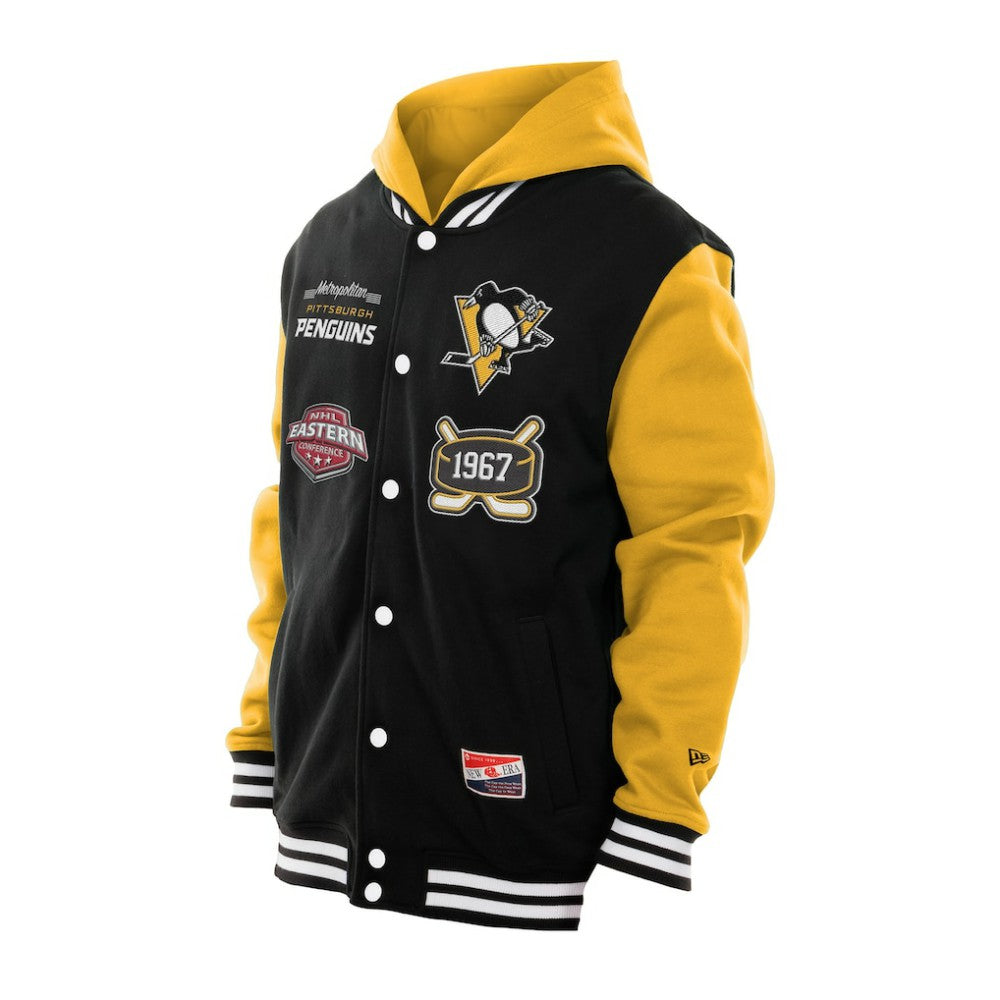 NHL Black/Gold Pittsburgh Penguins New Era Full-Snap Fleece Hoodie Jacket