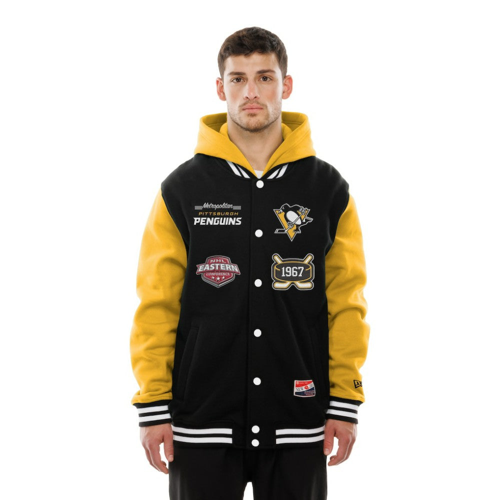NHL Black/Gold Pittsburgh Penguins New Era Full-Snap Fleece Hoodie Jacket