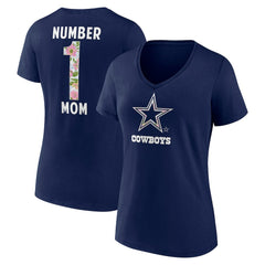 Women's Floral Number 1 Mom V-Neck T-Shirt - Dallas Cowboys