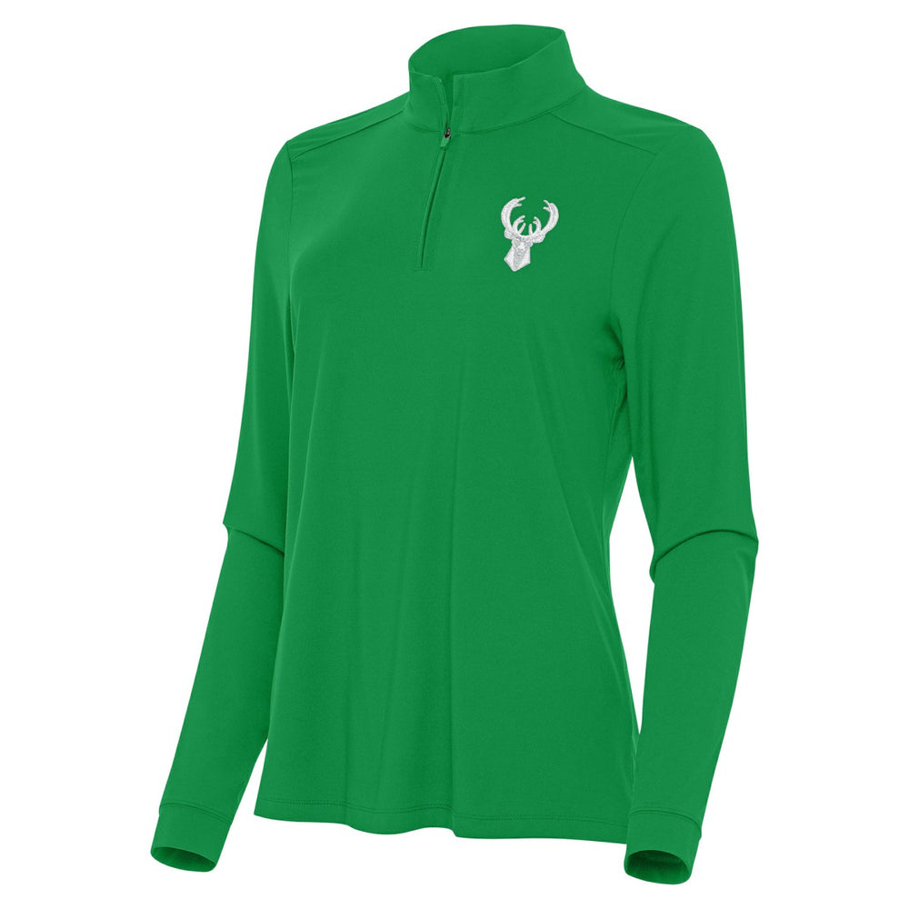 NBA Milwaukee Bucks Antigua Women's St. Patrick's Day Intent Quarter-Zip Top