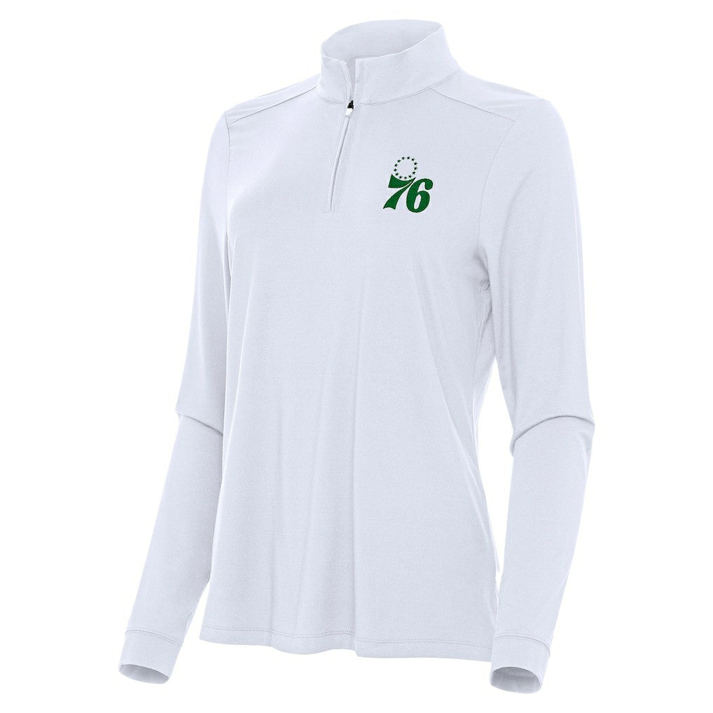 NBA Philadelphia 76ers Antigua Women's St. Patrick's Day Intent Quarter-Zip Top