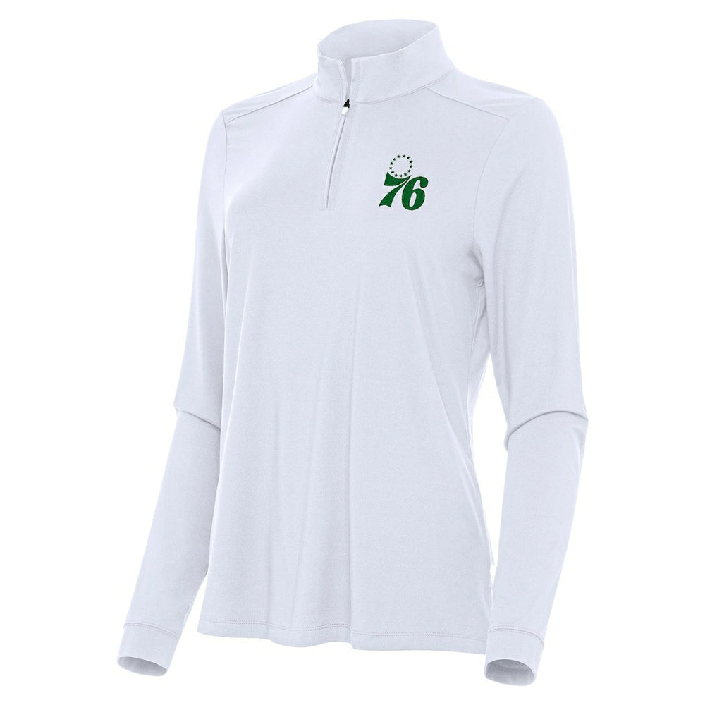 NBA Philadelphia 76ers Antigua Women's St. Patrick's Day Intent Quarter-Zip Top