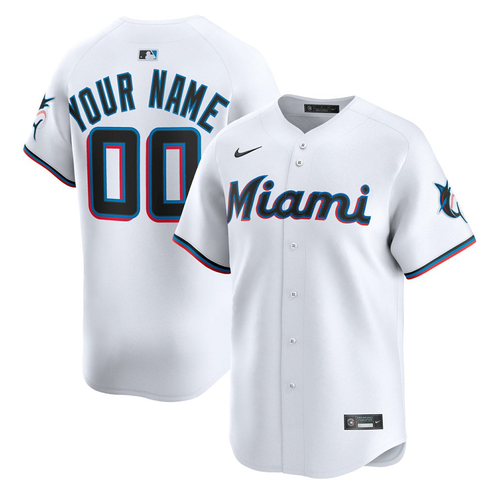 MLB Miami Marlins Nike Home Limited Custom Jersey