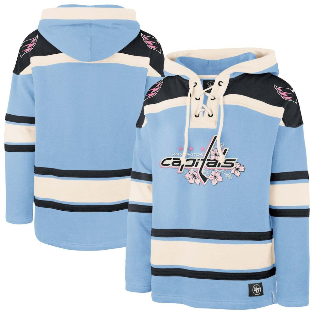 NHL Light Blue Washington Capitals '47 Cherry Blossom Lacer Pullover Hoodie