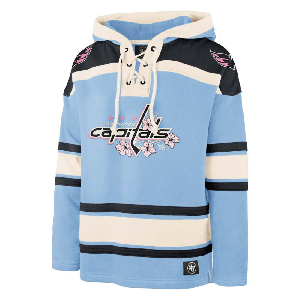 NHL Light Blue Washington Capitals '47 Cherry Blossom Lacer Pullover Hoodie