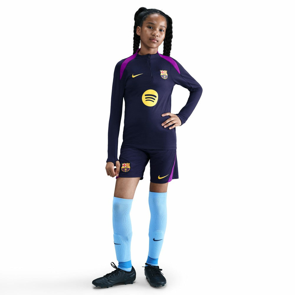 Barcelona Youth 2025/26 Strike Drill Quarter-Zip Dri-FIT Long Sleeve Top - Nike Navy