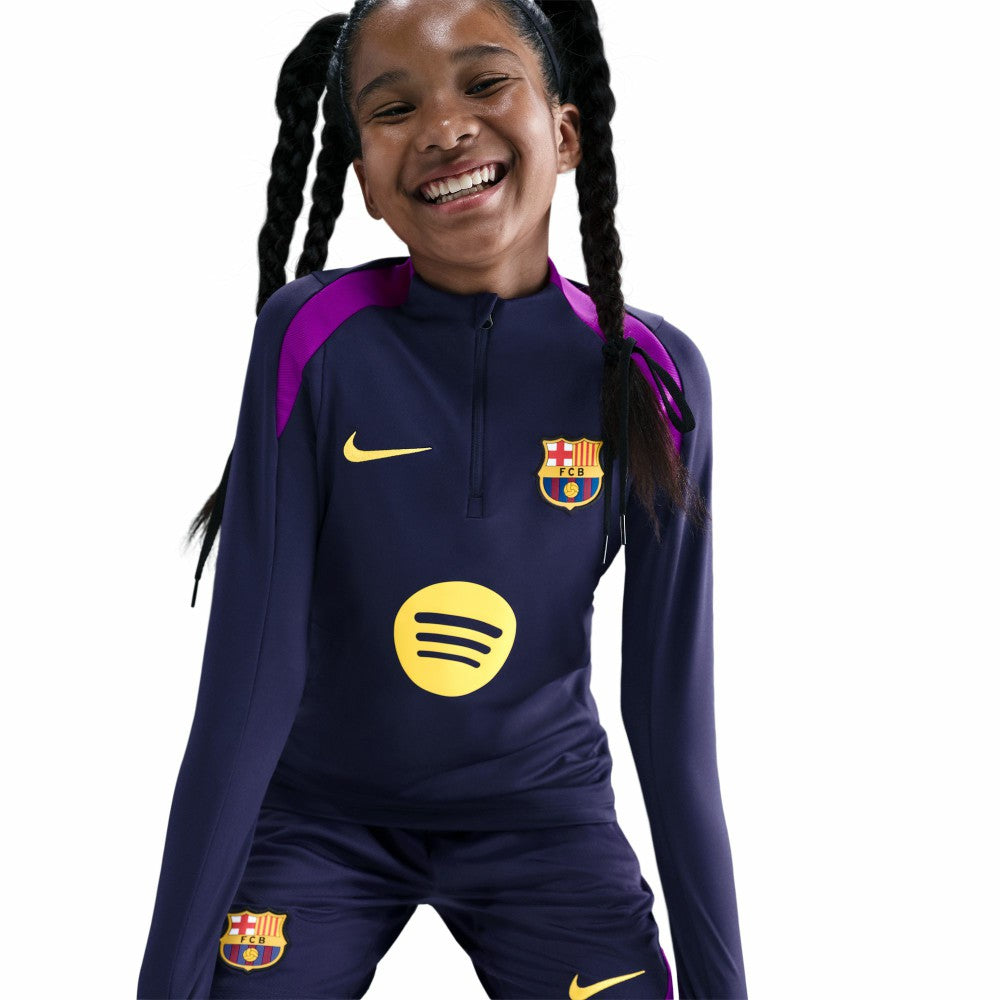 Barcelona Youth 2025/26 Strike Drill Quarter-Zip Dri-FIT Long Sleeve Top - Nike Navy