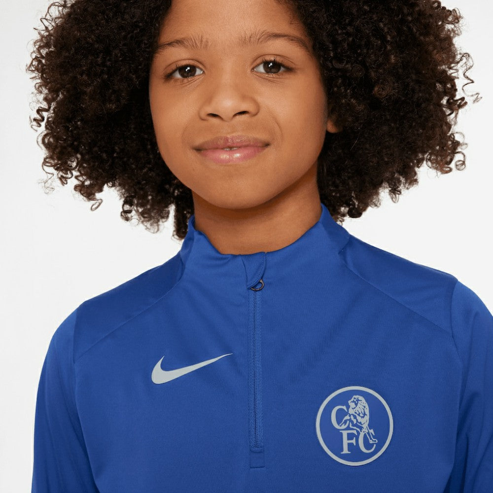 Chelsea Youth 2025/26 Strike Drill Quarter-Zip Dri-FIT Long Sleeve Top - Nike Blue