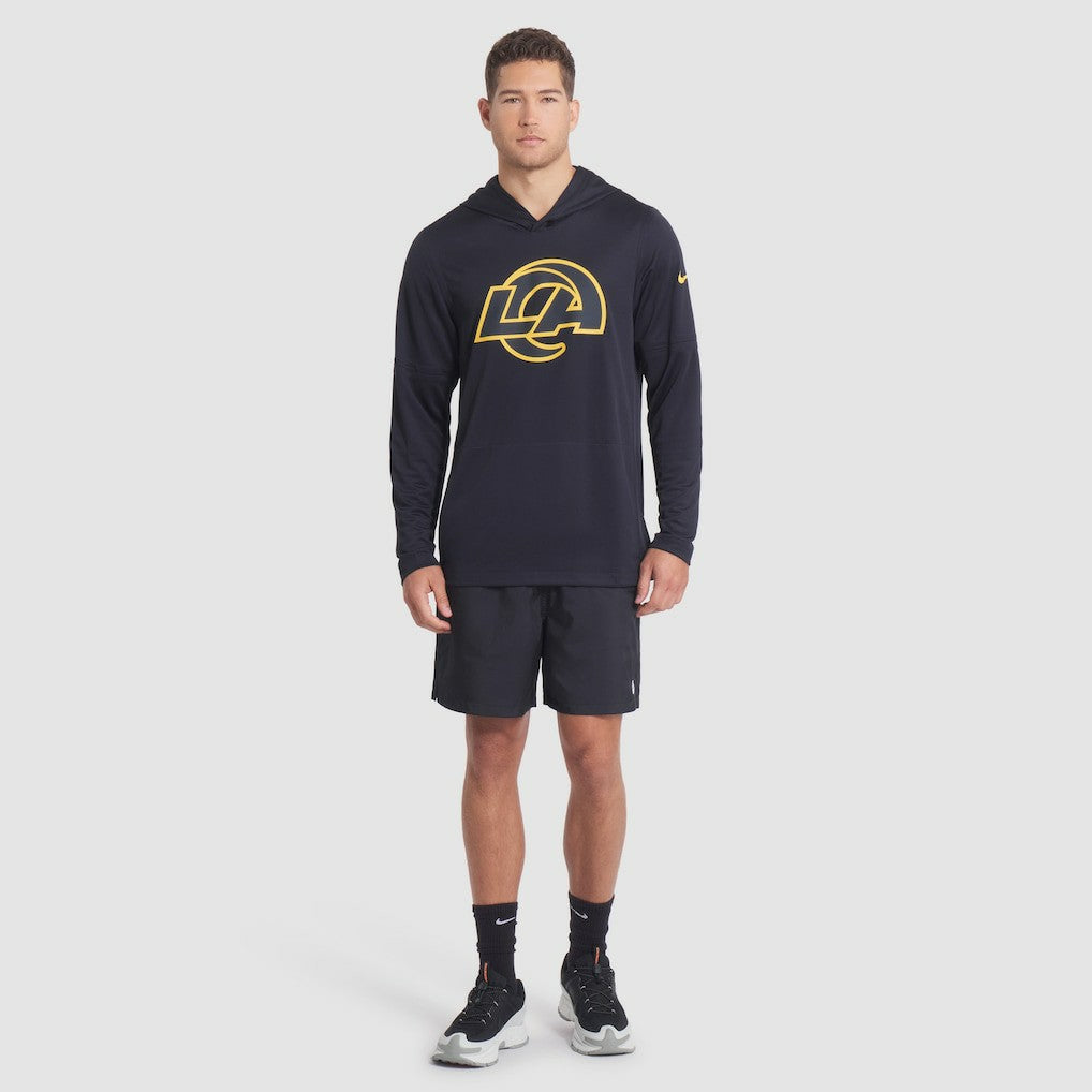 2025 Rivalries Collection Sideline Dri-FIT Long Sleeve Hoodie T-Shirt - Los Angeles Rams