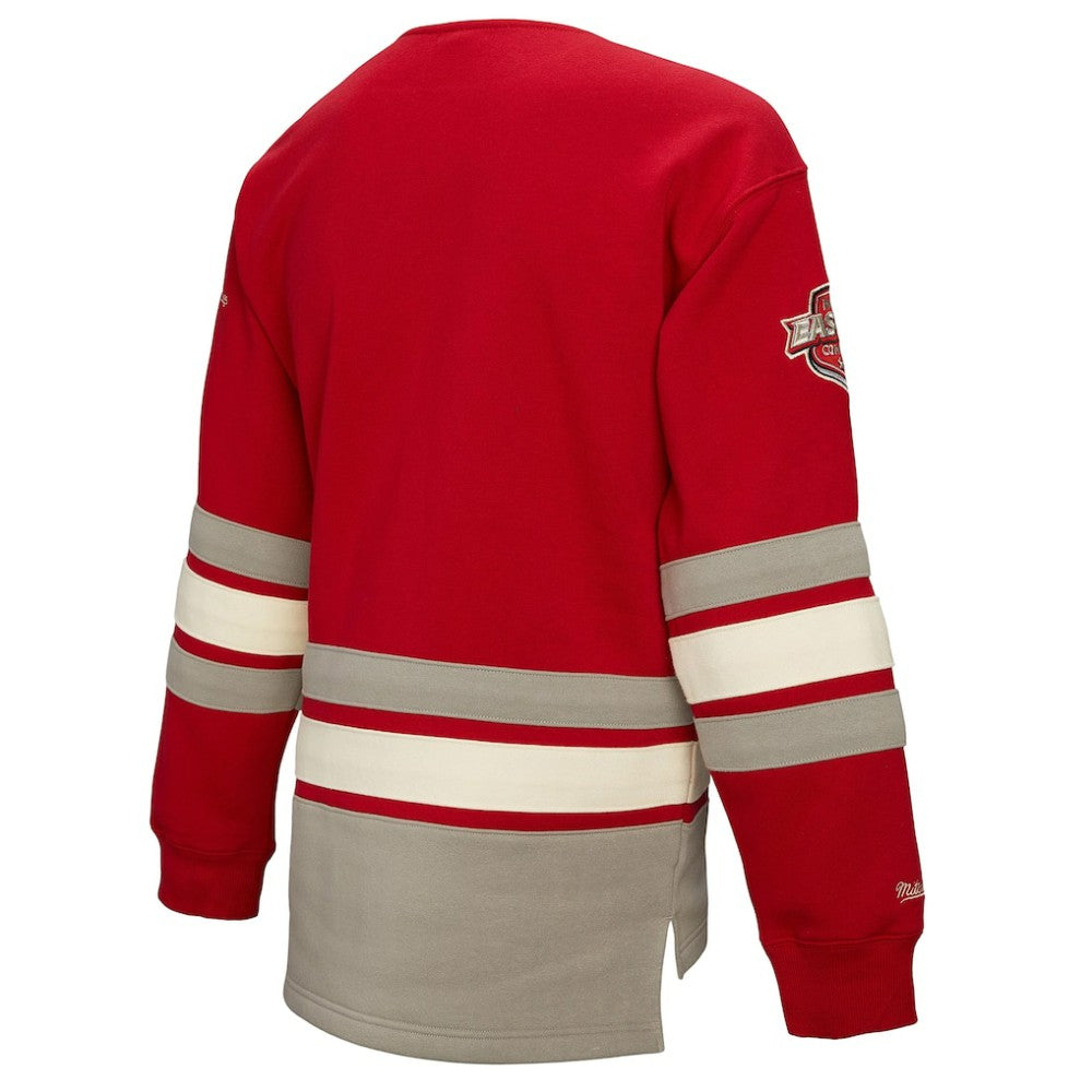 NHL Red Detroit Red Wings Mitchell & Ness Women's Heritage Lace-Up Pullover Sweatshirt
