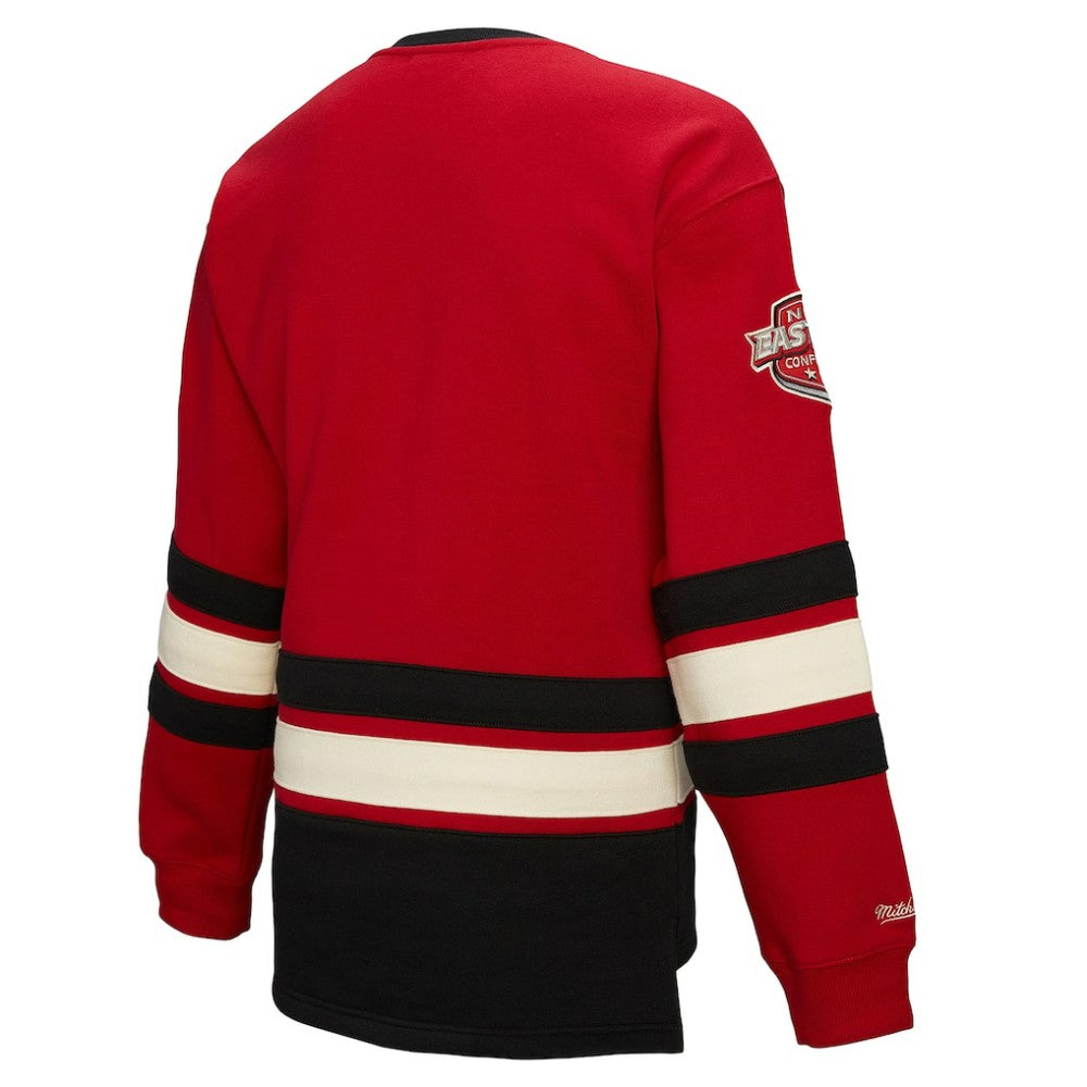 NHL Red New Jersey Devils Mitchell & Ness Women's Heritage Lace-Up Pullover Sweatshirt