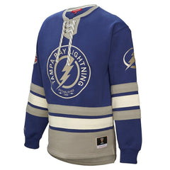 NHL Blue Tampa Bay Lightning Mitchell & Ness Women's Heritage Lace-Up Pullover Sweatshirt