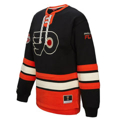 NHL Black Philadelphia Flyers Mitchell & Ness Women's Heritage Lace-Up Pullover Sweatshirt