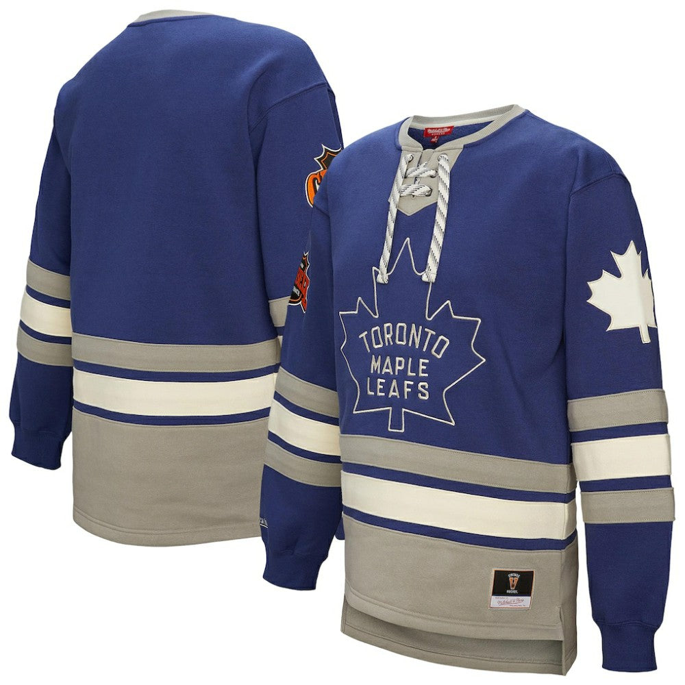 NHL Blue Toronto Maple Leafs Mitchell & Ness Women's Heritage Lace-Up Pullover Sweatshirt