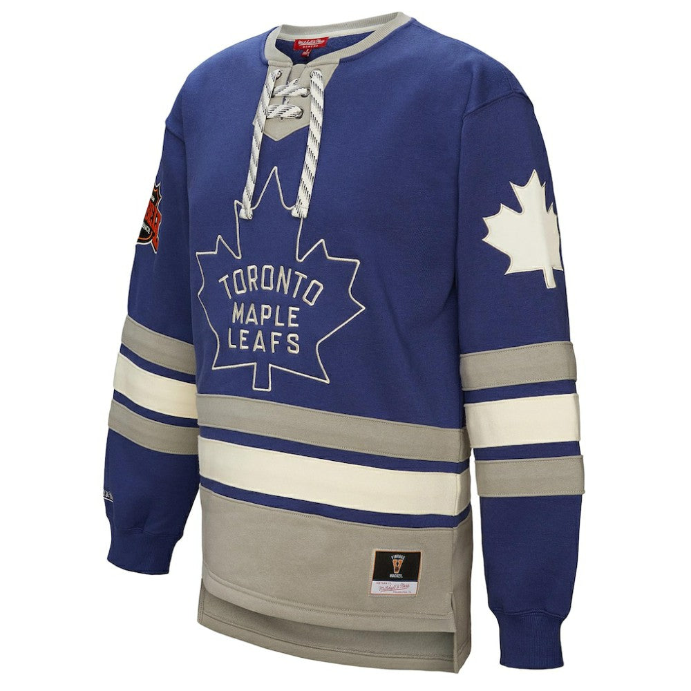 NHL Blue Toronto Maple Leafs Mitchell & Ness Women's Heritage Lace-Up Pullover Sweatshirt