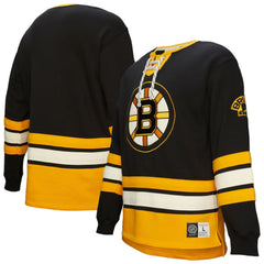 NHL Black Boston Bruins Heritage Lace-Up Pullover Sweatshirt