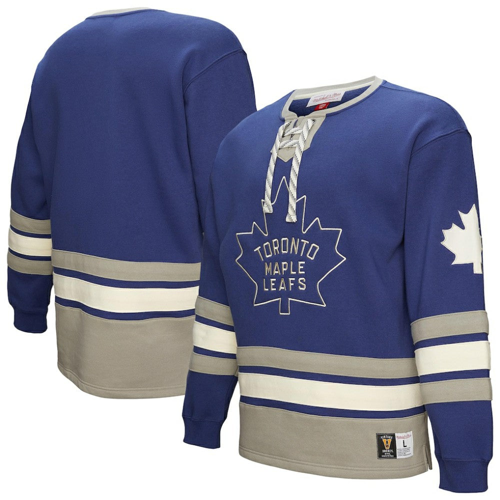 NHL Blue Toronto Maple Leafs Heritage Lace-Up Pullover Sweatshirt