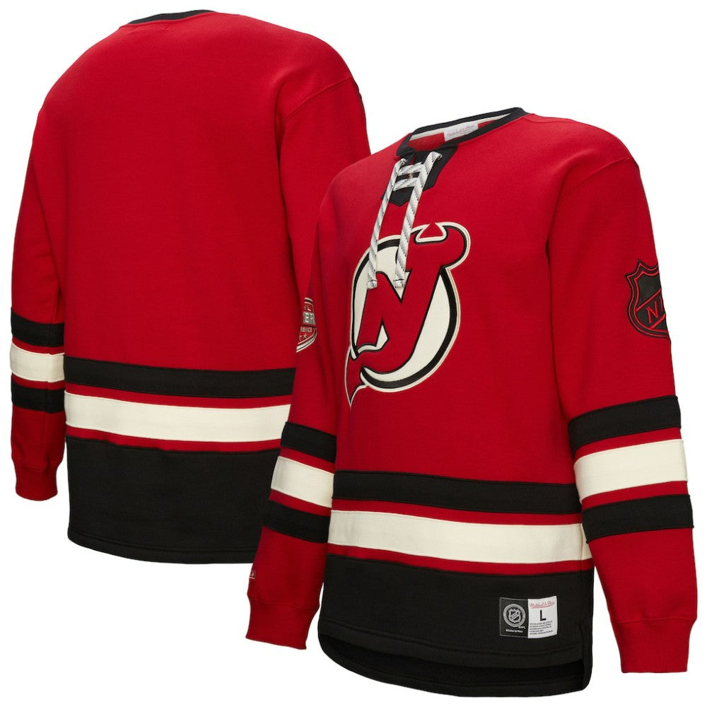 NHL Red New Jersey Devils Heritage Lace-Up Pullover Sweatshirt