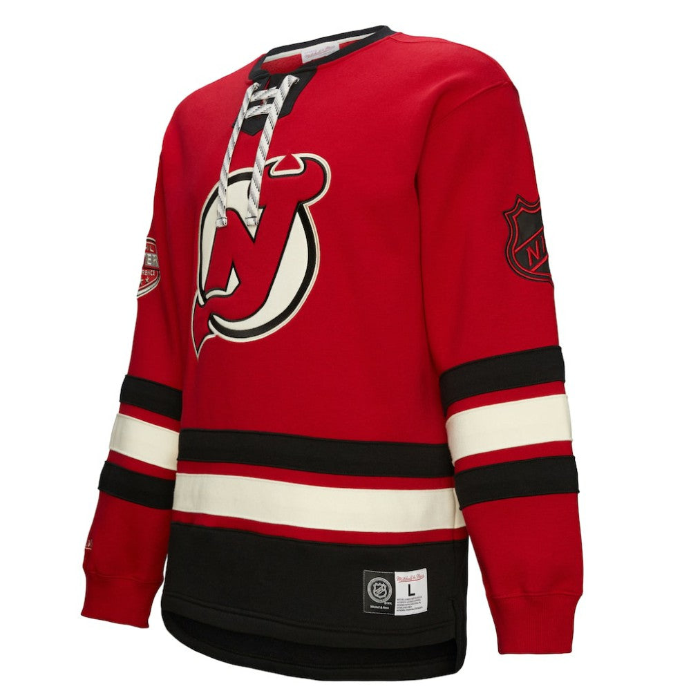 NHL Red New Jersey Devils Heritage Lace-Up Pullover Sweatshirt