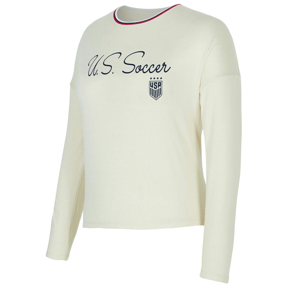 USWNT Concepts Sport Women's Kaki Hacci Knit Pullover Sweatshirt -  Cream