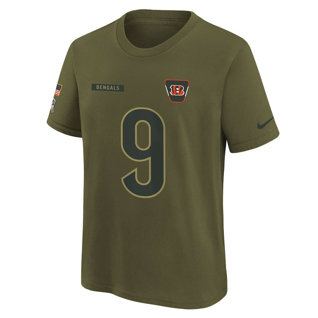 Joe Burrow  Youth 2025 Salute to Service Name & Number T-Shirt - Cincinnati Bengals