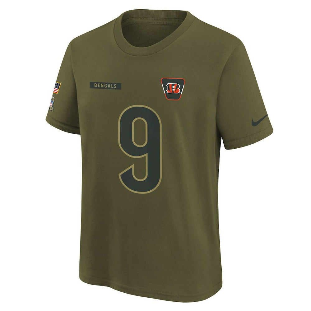 Joe Burrow  Youth 2025 Salute to Service Name & Number T-Shirt - Cincinnati Bengals