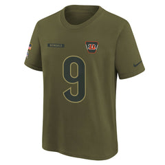 Joe Burrow  Youth 2025 Salute to Service Name & Number T-Shirt - Cincinnati Bengals